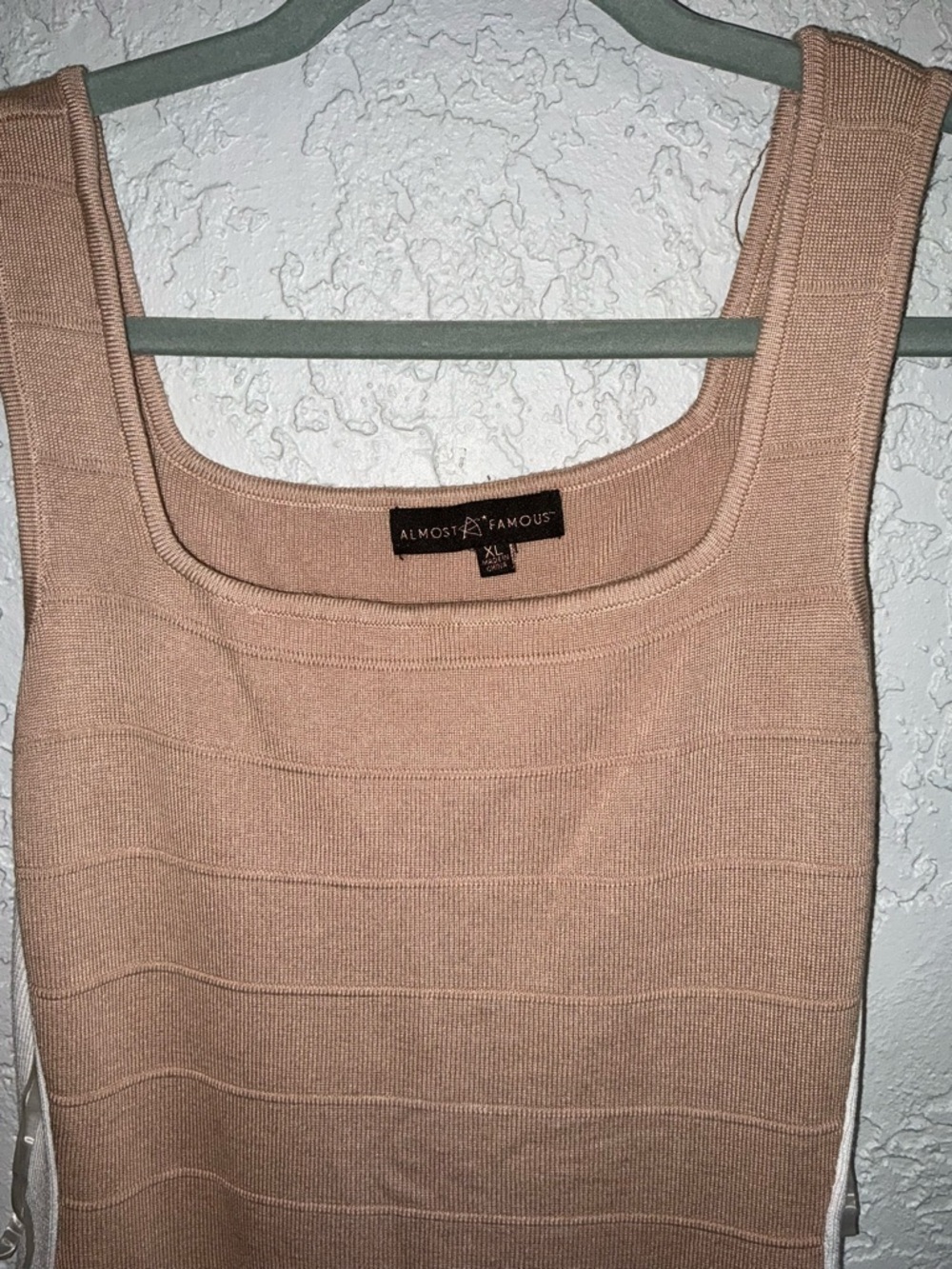 Almost Famous Blush Bodycon Dress with White Side Panels - Picture 4 of 6